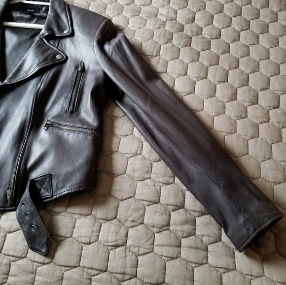 IDENTIFY dark brown soft leather moto jacket - Picture 4 of 9